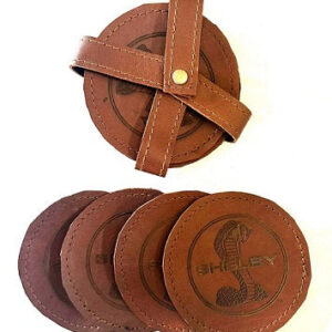 SHELBY GENUINE LEATHER COASTER SET